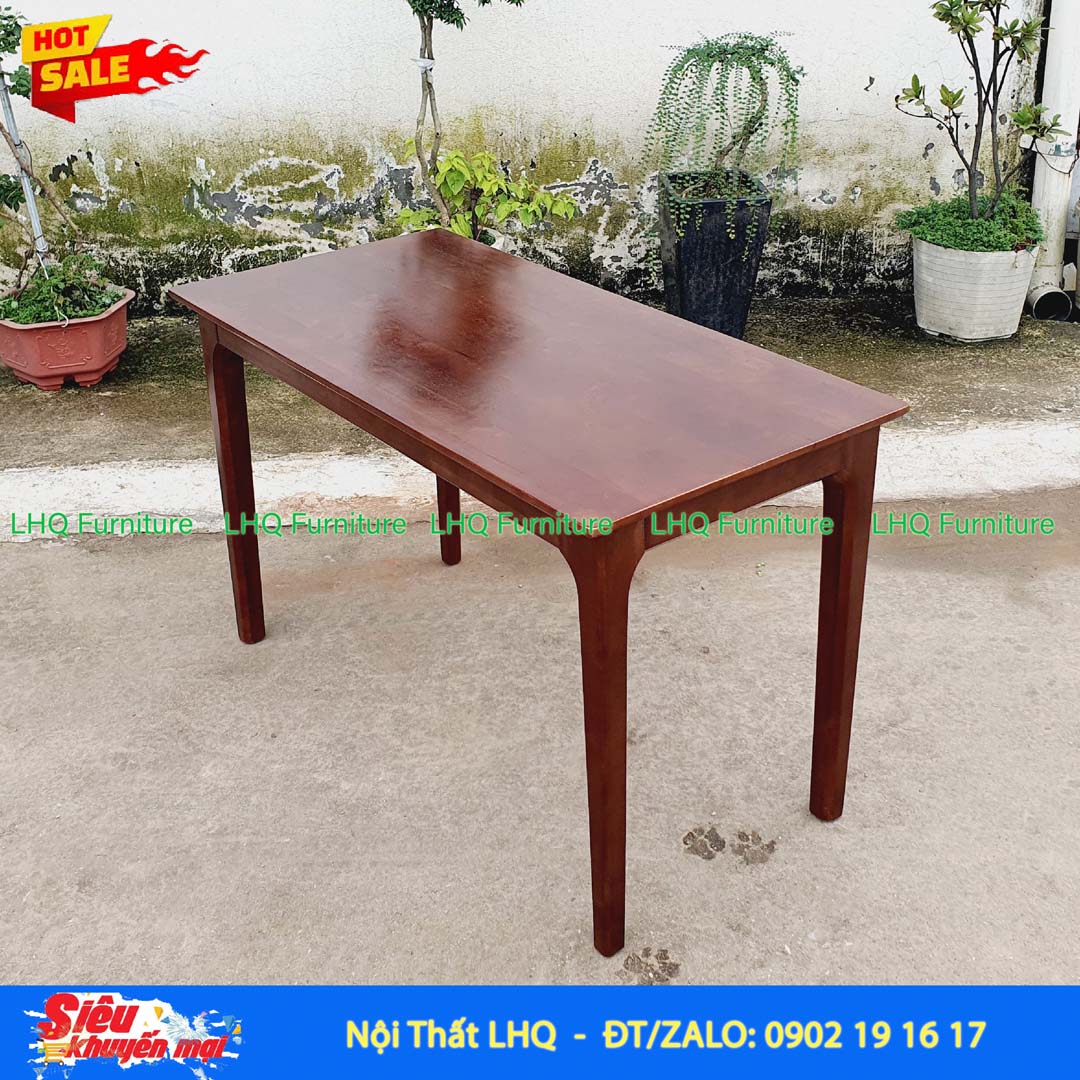 Bàn Làm Việc Chân Vuông 1m | Gỗ Cao Su Tự Nhiên Hiện Đại