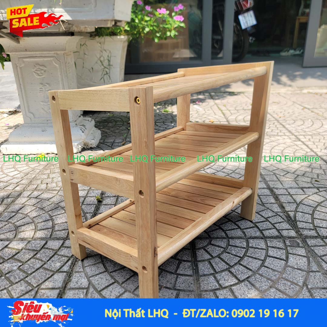 Kệ Để Giày Dép Gỗ 3 Tầng Rộng 45cm | Gỗ Cao Su Tự Nhiên