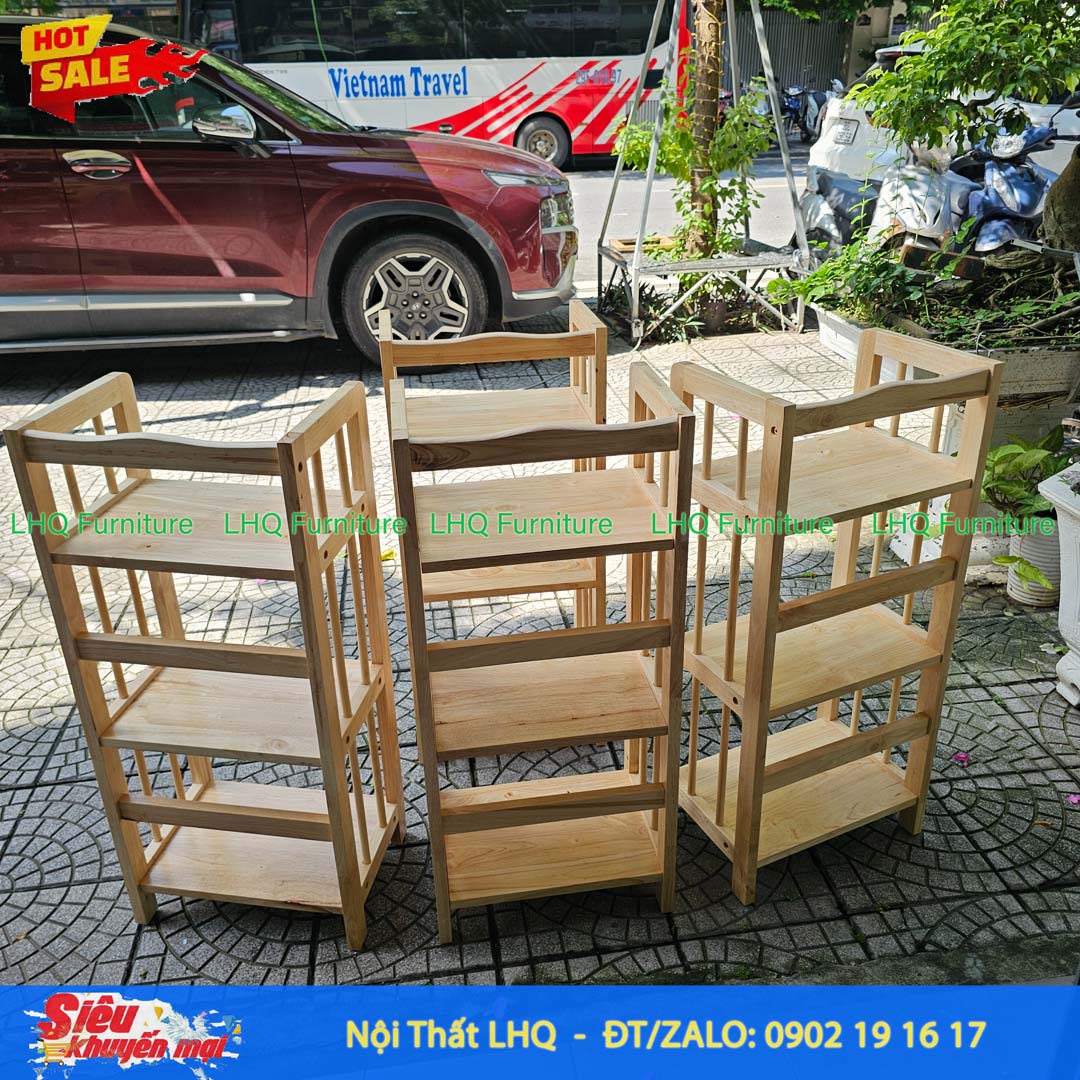 Kệ Sách 3 Tầng Gỗ Cao Su – Giải Pháp Lưu Trữ Gọn Gàng, Bền Đẹp Cho Mọi Không Gian