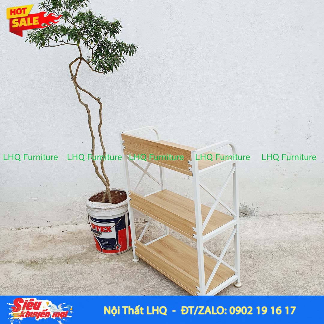 Kệ Sách Khung Sắt Gỗ Melamin 3T60 Rộng 60cm
