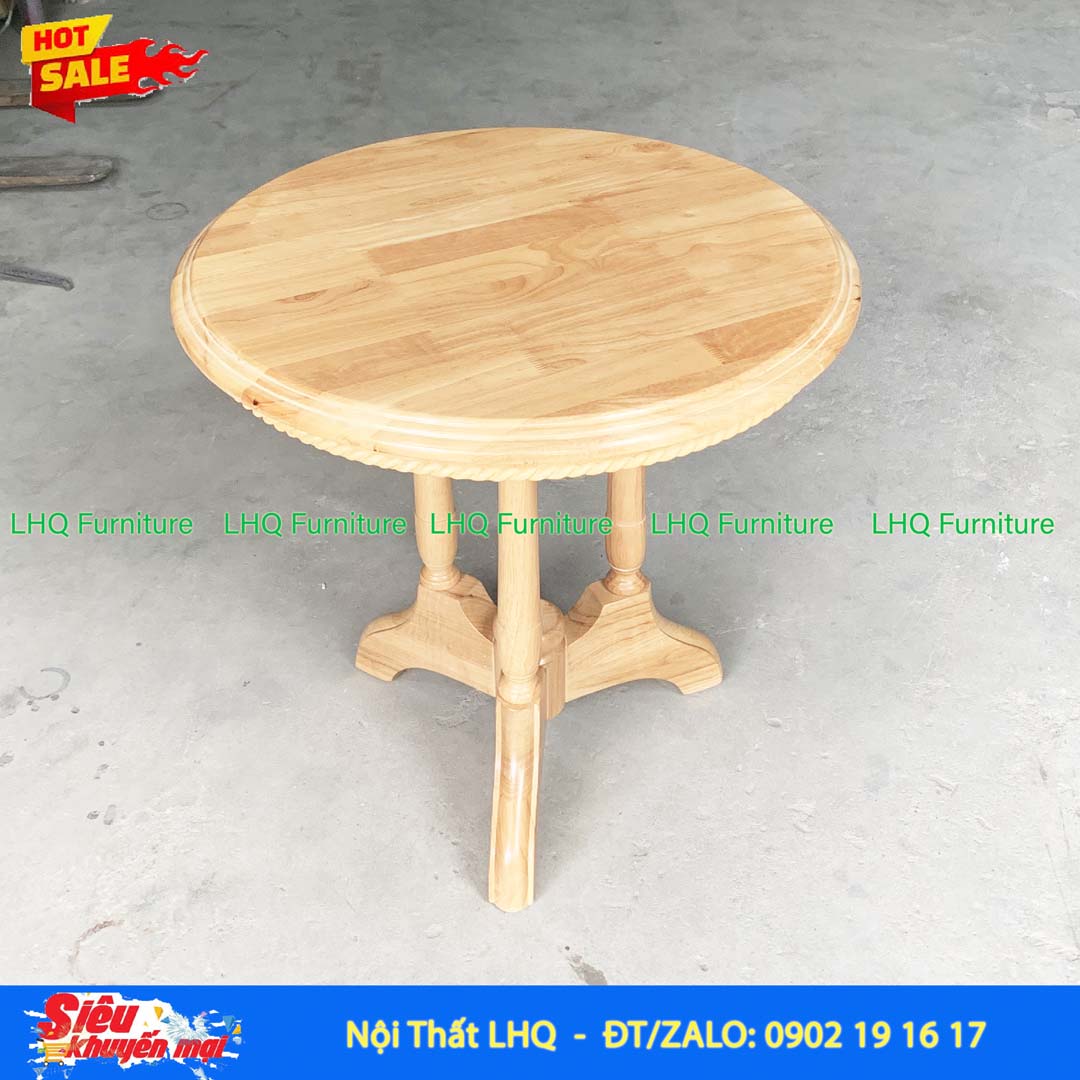 Bàn Kẹp Trà Gỗ Cao Su Tự Nhiên 60x60cm Đa Năng