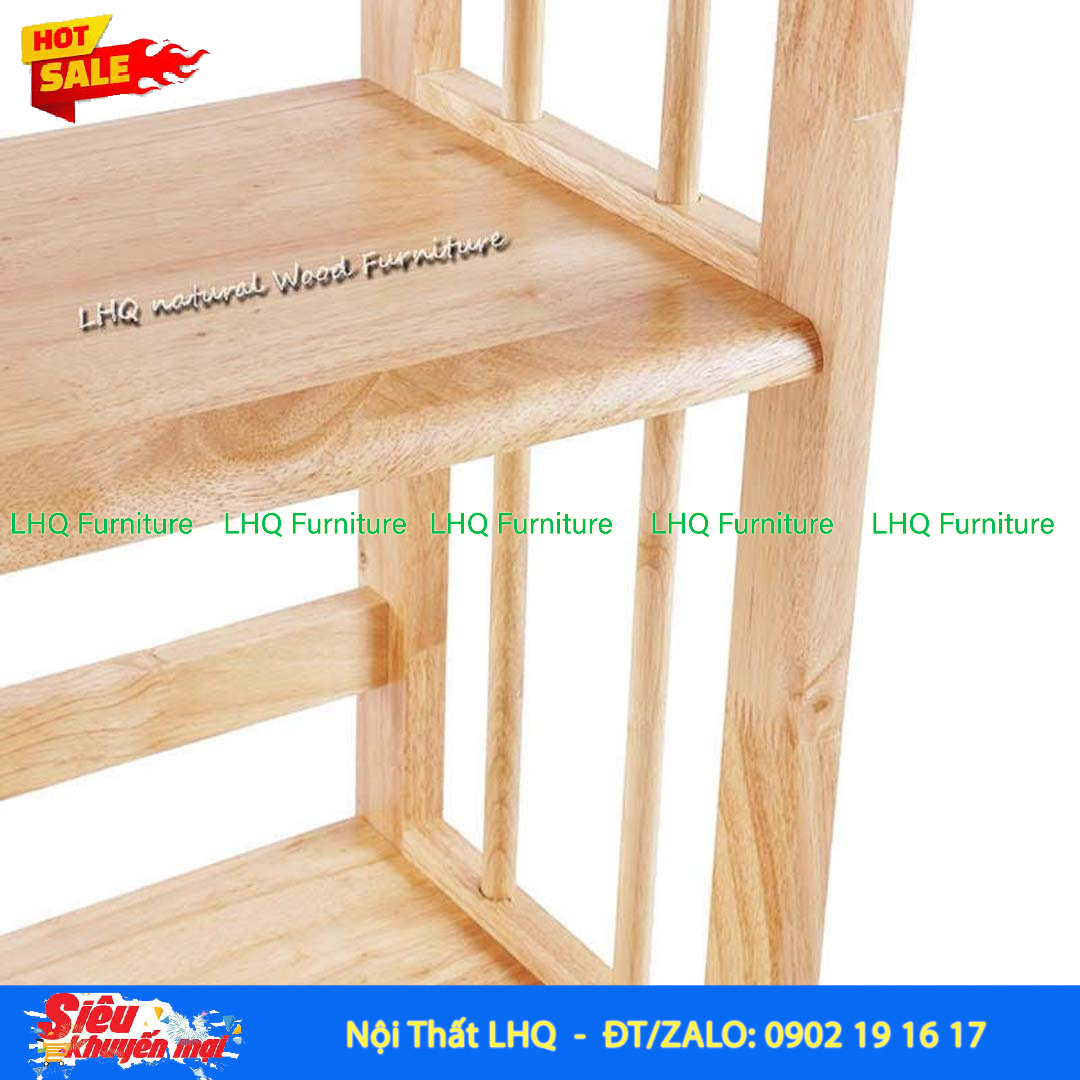Kệ Sách Gỗ 4 Tầng Rộng 90cm – Kệ Sách Gỗ Cao Su Tự Nhiên Chắc Chắn, Đa Năng