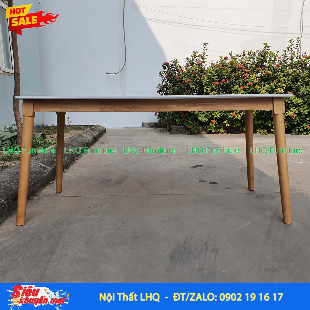 Bàn ăn chân tròn 1m6 giả đá gỗ cao su tự nhiên – Đẹp, rộng rãi