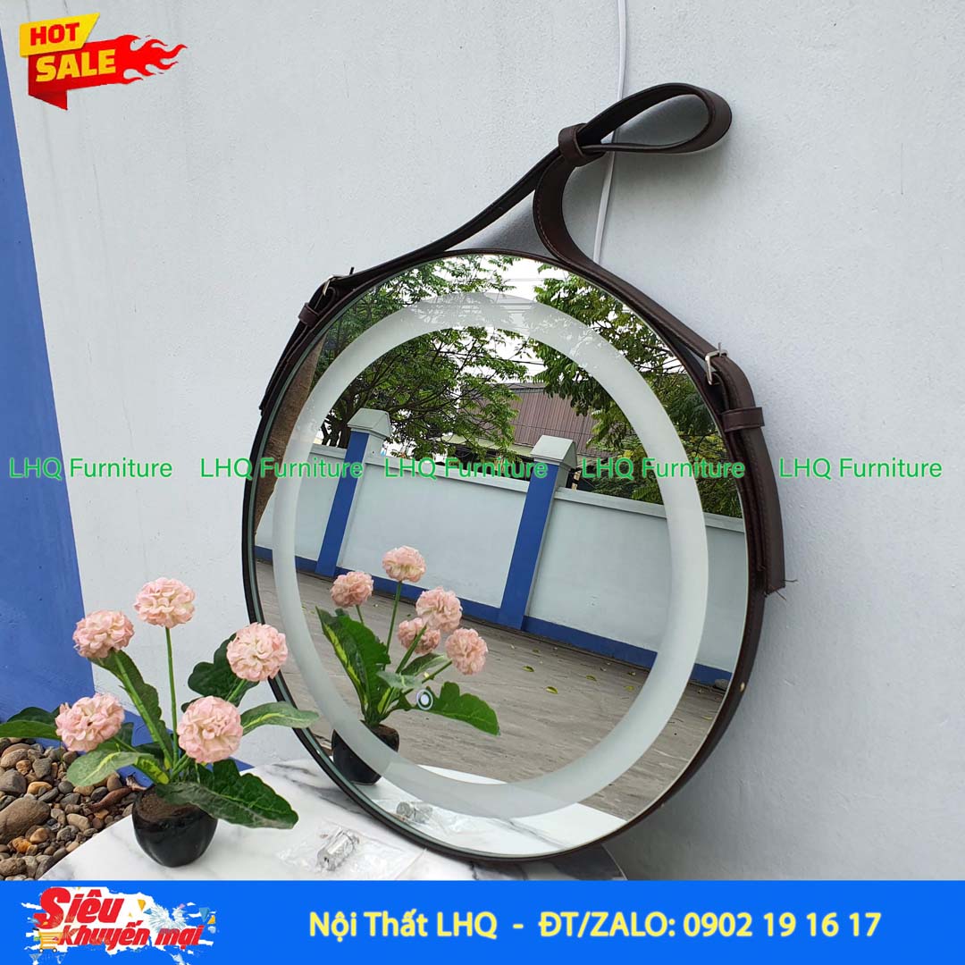 Gương Treo Đèn Cảm Ứng D50 cm, Đèn đổi 3 màu