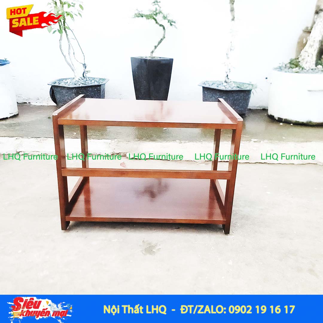 Kệ Để Lò Vi Sóng Mặt Liền 2 Tầng Gỗ Cao Su Tự Nhiên | Nội Thất LHQ