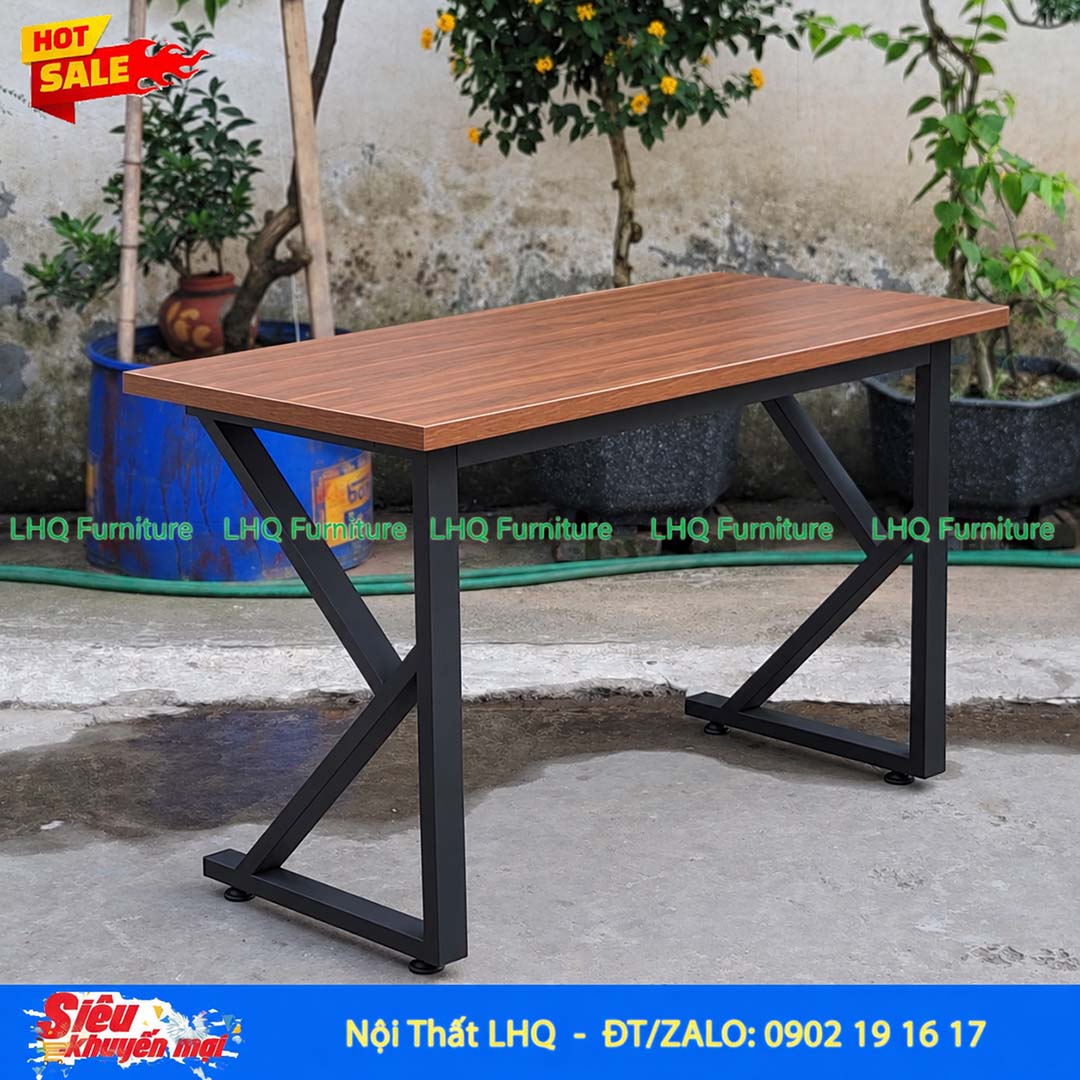 Bàn học khung sắt chữ K 60x120x75cm – Mặt MDF rộng, chắc chắn