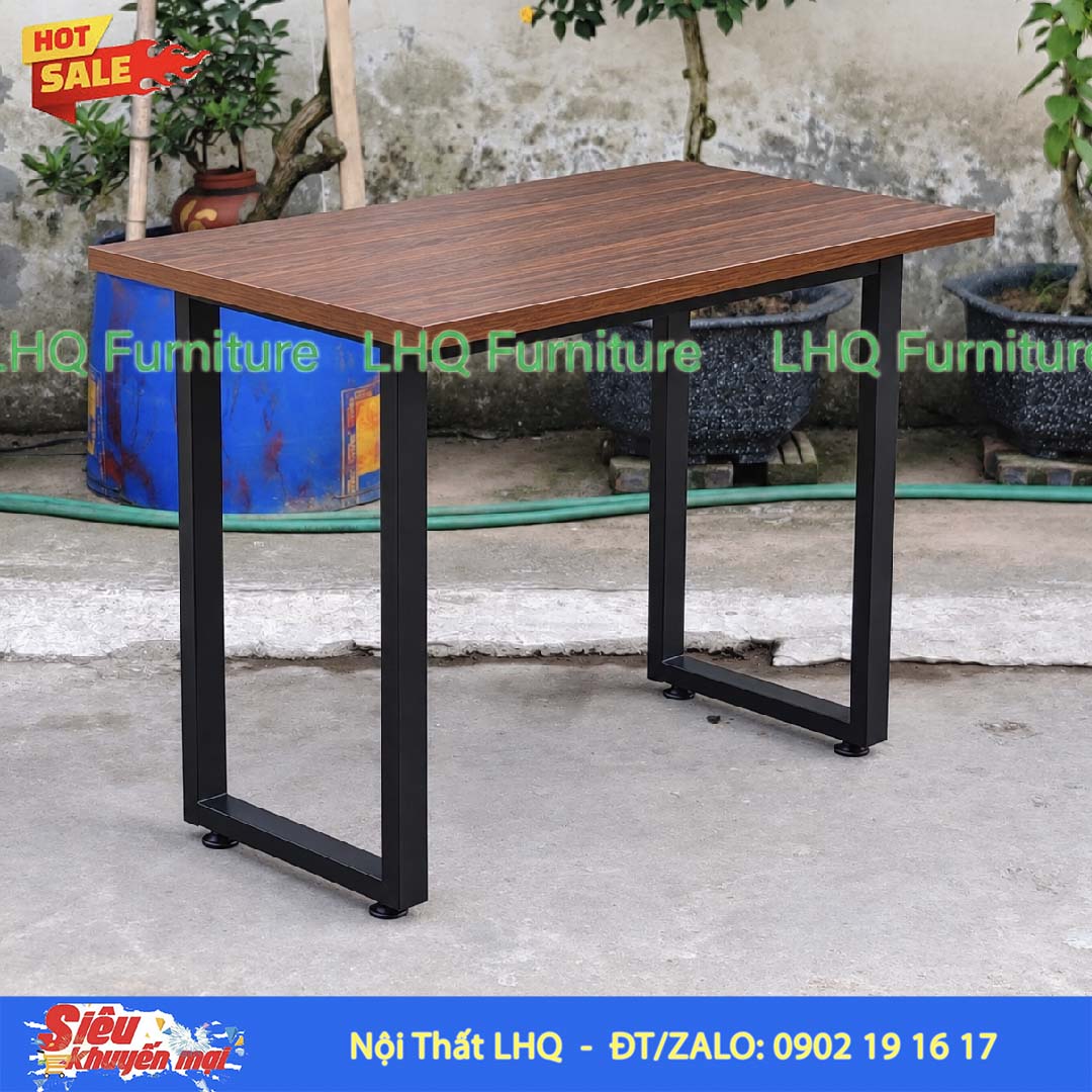 Bàn học chân sắt chữ U 1m2 gỗ MDF – Mặt bàn rộng, tiện dụng