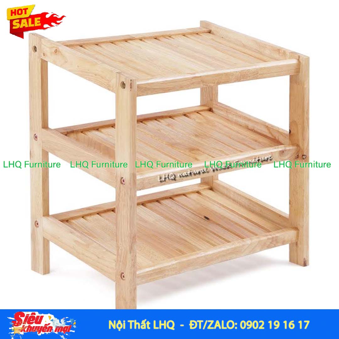 Kệ Để Giày Dép Gỗ 3 Tầng Rộng 45cm | Gỗ Cao Su Tự Nhiên