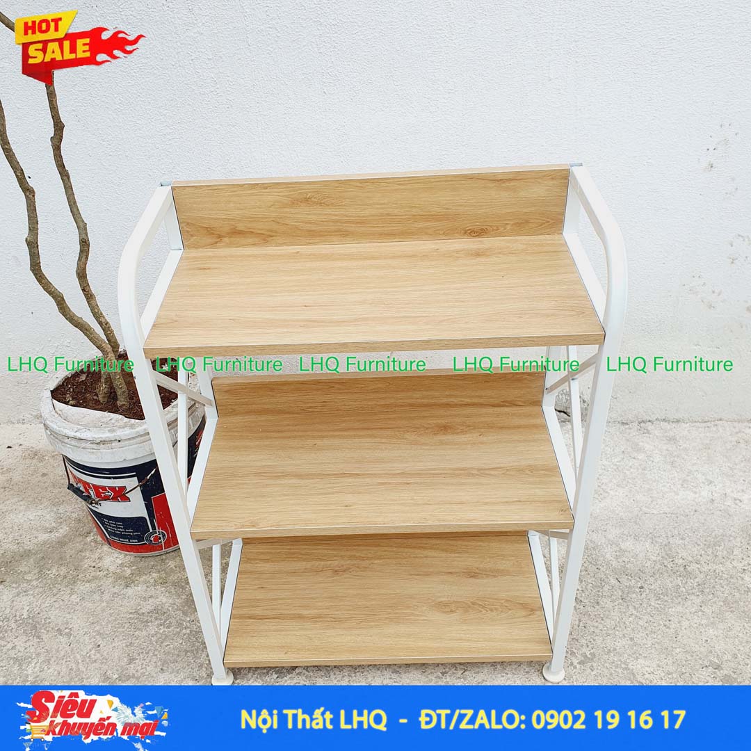 Kệ Sách Khung Sắt Gỗ Melamin 3 Tầng Rộng 50cm