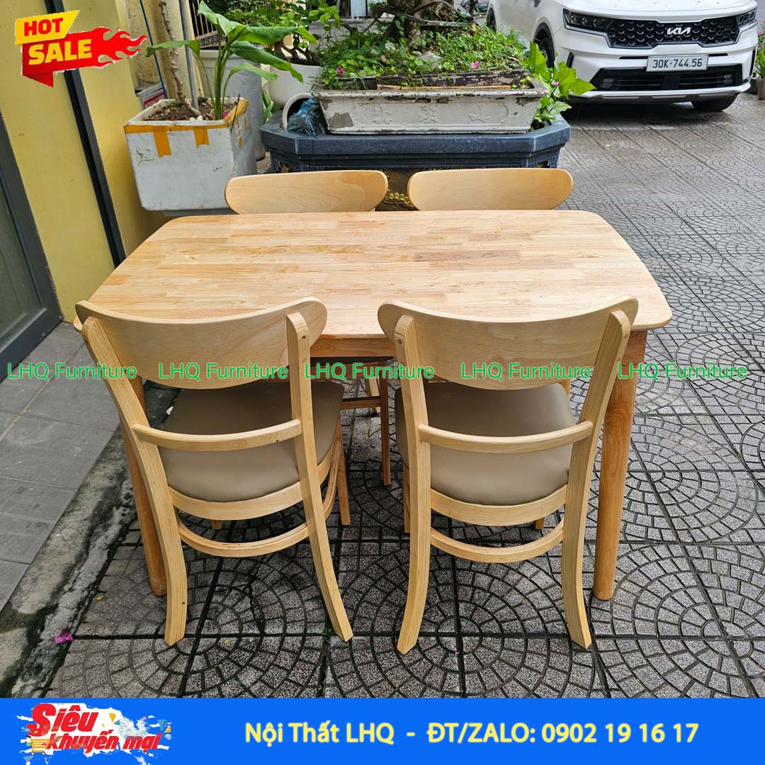 Bộ bàn 1m2 – 4 ghế Panda: Sang trọng, tiện nghi, 3 màu lựa chọn