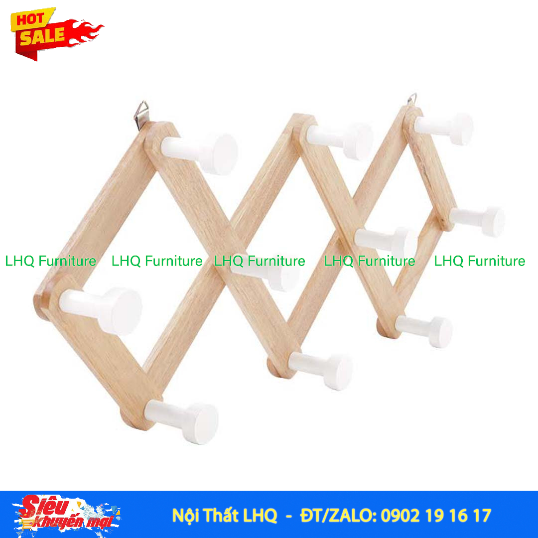 Móc Treo Quần Áo Gỗ 10 Nút Treo Hình Quả Trám Treo Tường Đẹp