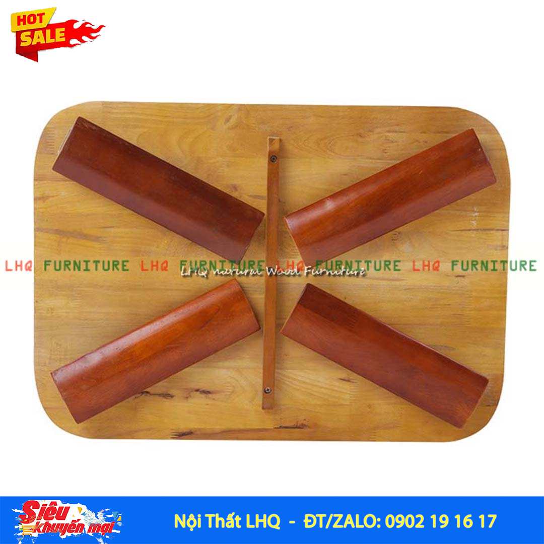 Bàn Trà Nhật Chân Bánh Mỳ 50x70 – Gỗ Cao Su Tự Nhiên