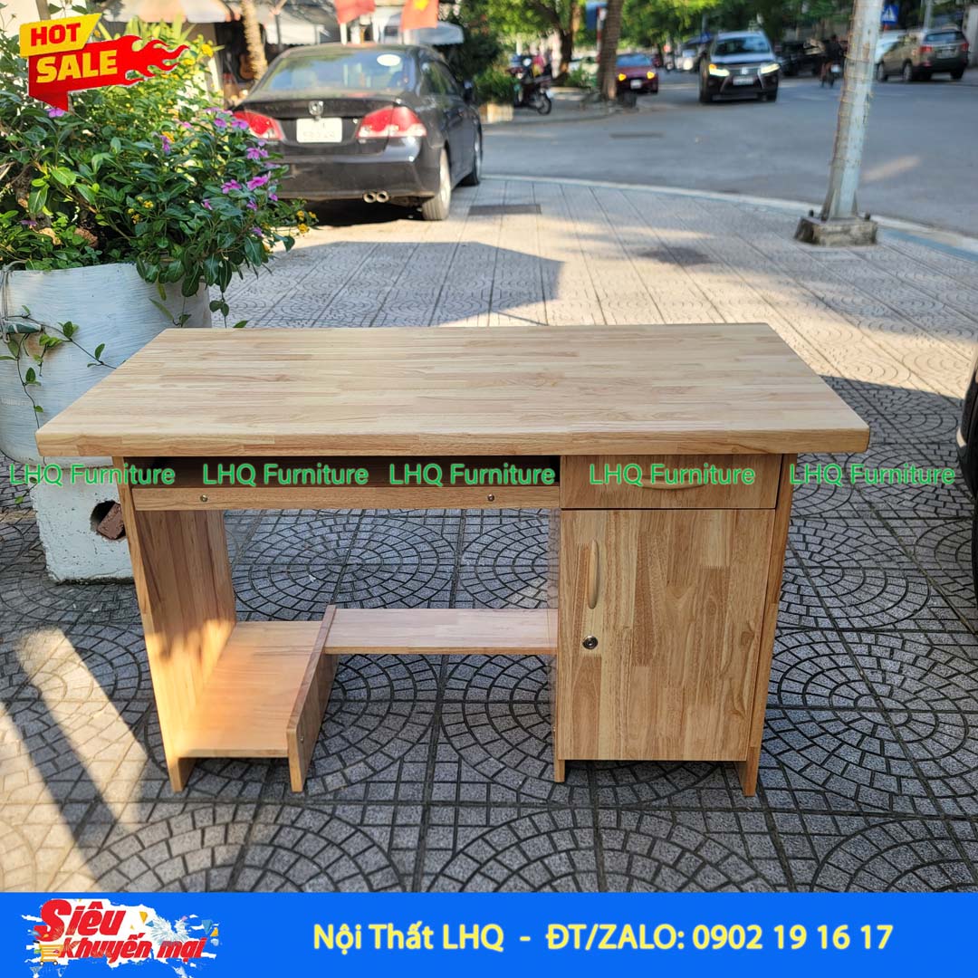 Bàn Làm Việc 1m2 Gỗ 1,8 | Gỗ Cao Su Tự Nhiên Bền Đẹp, Tiện Dụng