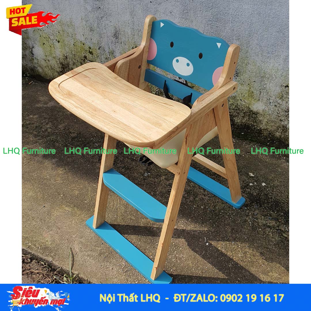 Ghế Ngồi Ăn Bột Gỗ Cao Su Tự Nhiên Gấp Gọn Cho Bé