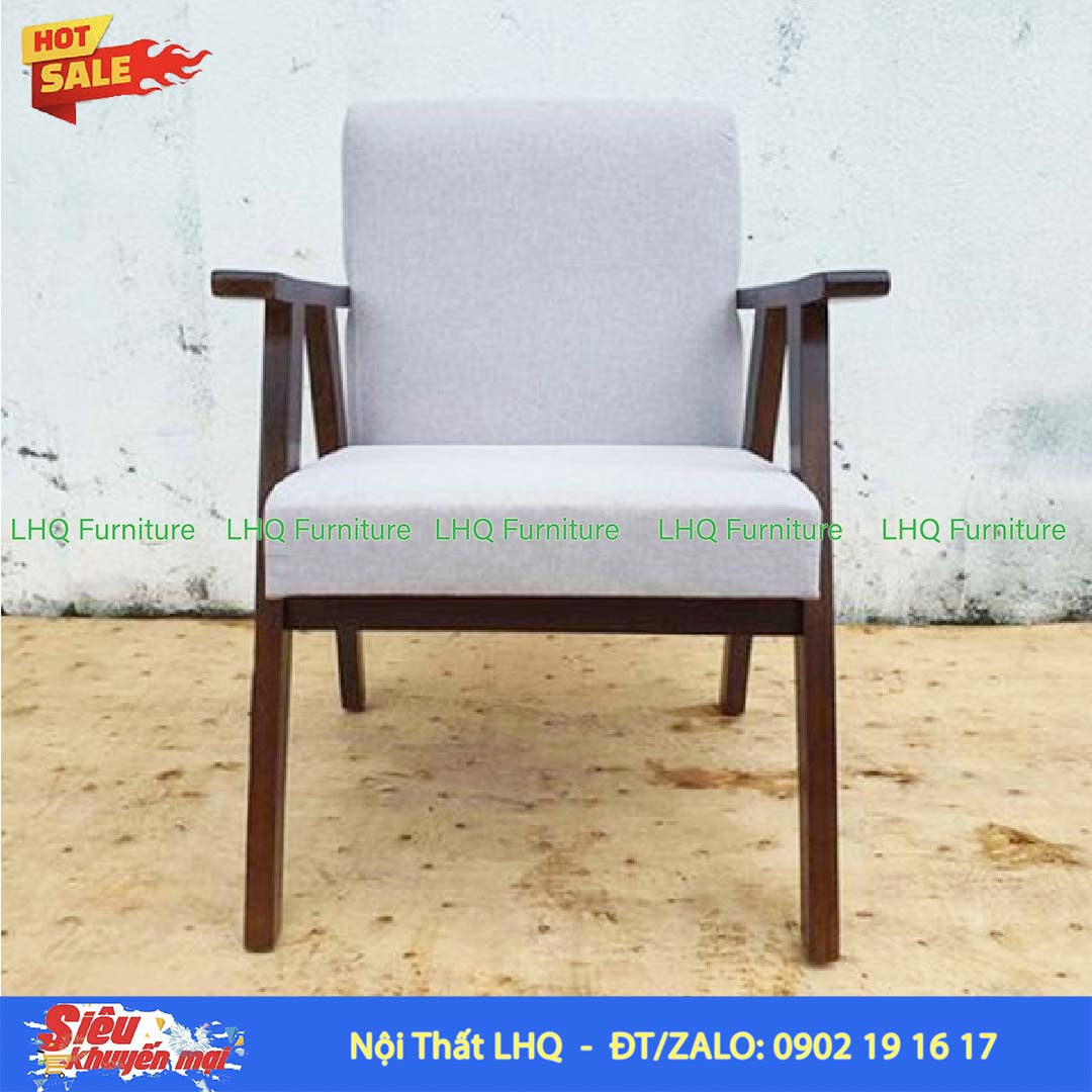 Ghế Sofa Đơn Tay Dẹt Gỗ Cao Su | Nội Thất LHQ