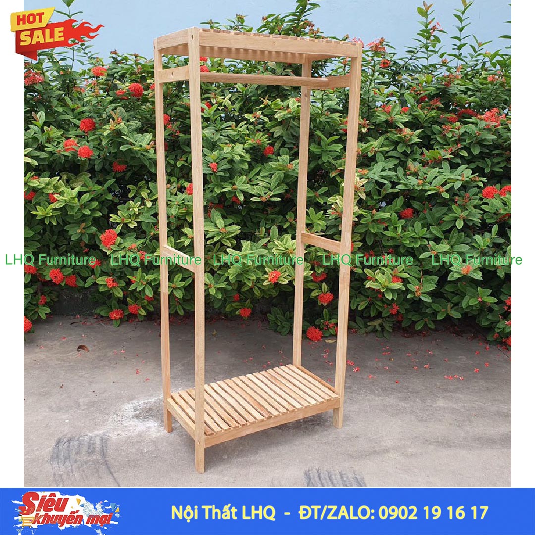 Kệ Treo Quần Áo 1 Buồng Gỗ Thông New Zealand | Nội Thất LHQ