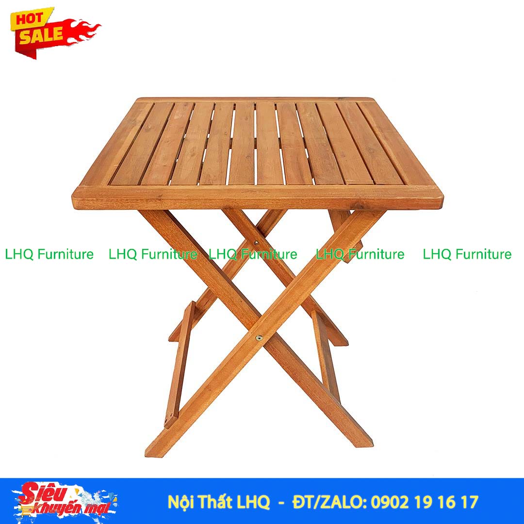Bàn Cafe Nan Cao Gỗ Tràm Xếp Gọn 60x60cm