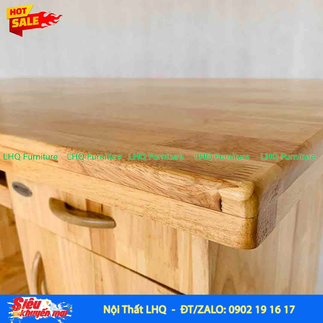 Bàn Làm Việc 1m2 Gỗ 1,8 | Gỗ Cao Su Tự Nhiên Bền Đẹp, Tiện Dụng