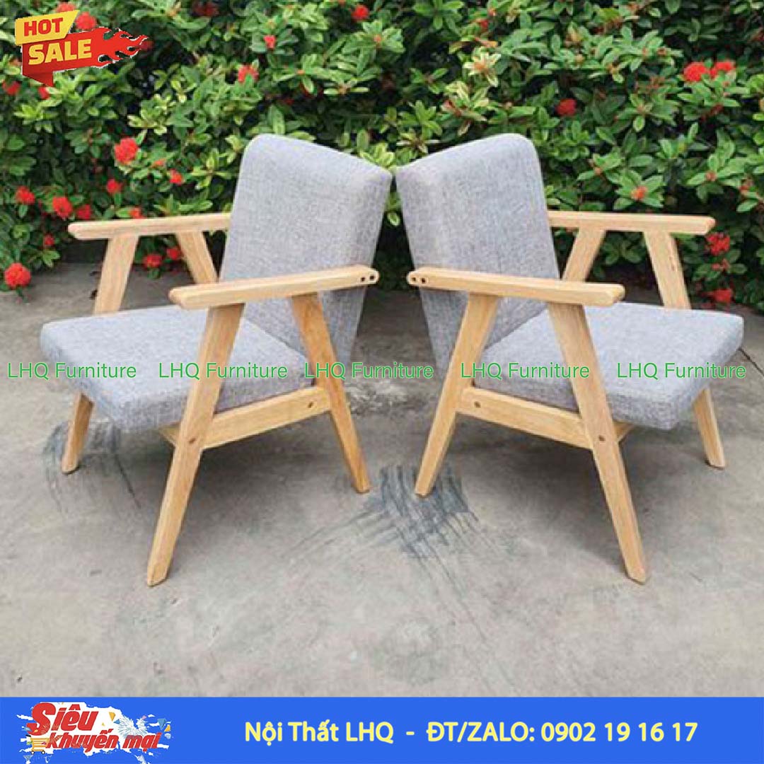 Ghế Sofa Đơn Tay Dẹt Gỗ Cao Su | Nội Thất LHQ