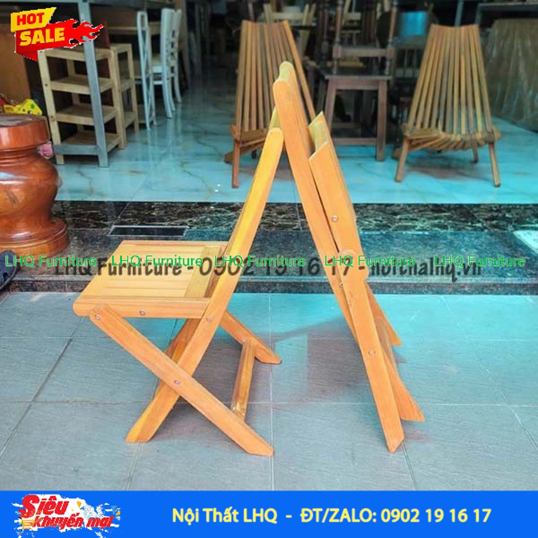 Ghế Cafe Mini Gỗ Tràm Gấp Ngược | Nội Thất LHQ