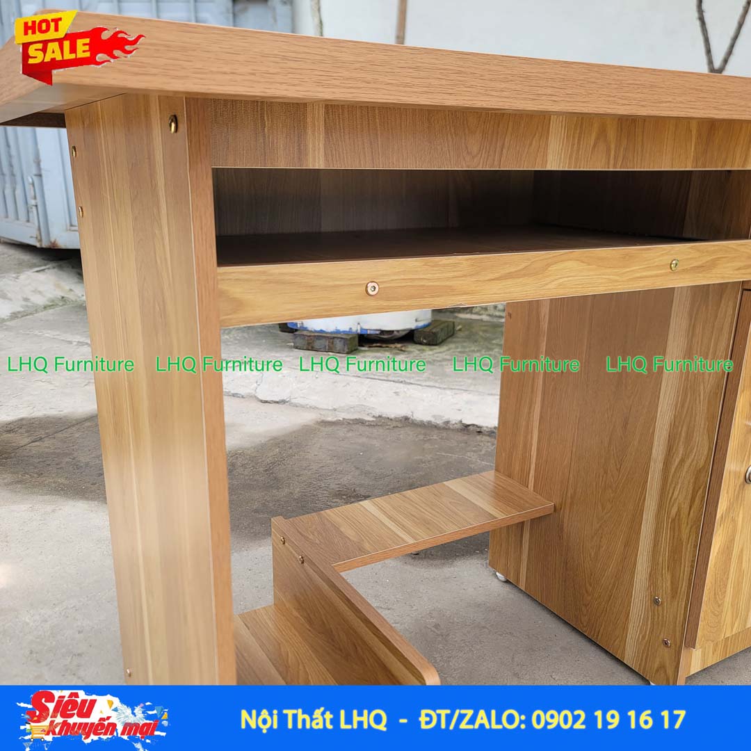 Bàn vi tính gỗ MDF rộng 1m2 – Thiết kế tháo ráp tiện lợi