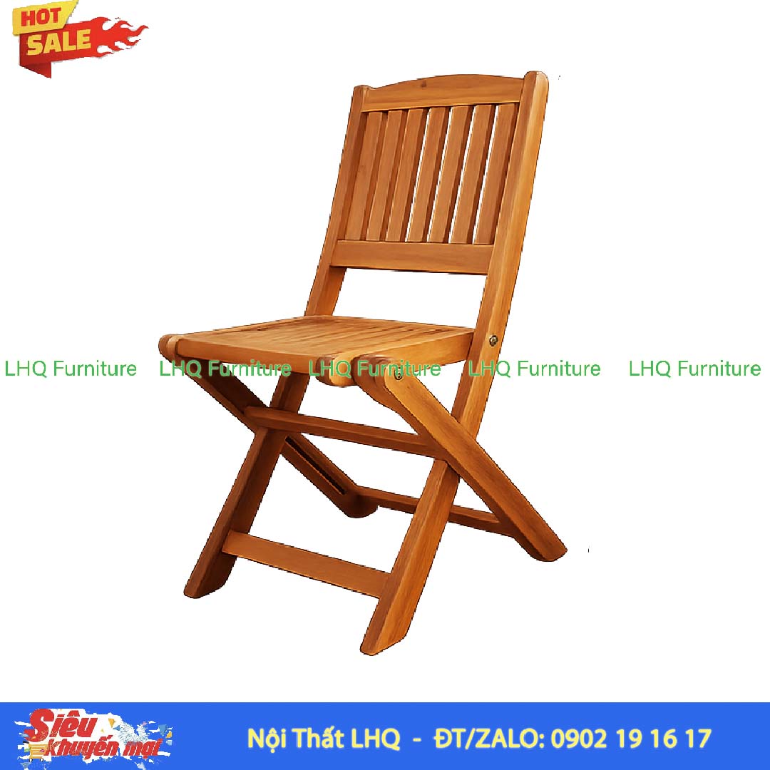 Ghế Cafe Mini Gỗ Tràm Xếp Xuôi Gấp Gọn | Nội Thất LHQ