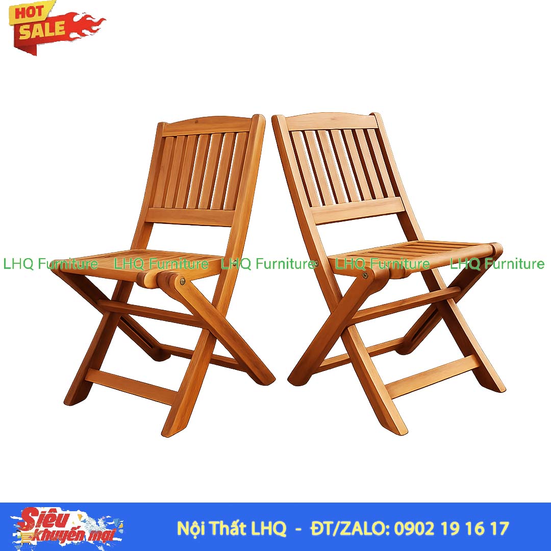 Ghế Cafe Mini Gỗ Tràm Xếp Xuôi Gấp Gọn | Nội Thất LHQ