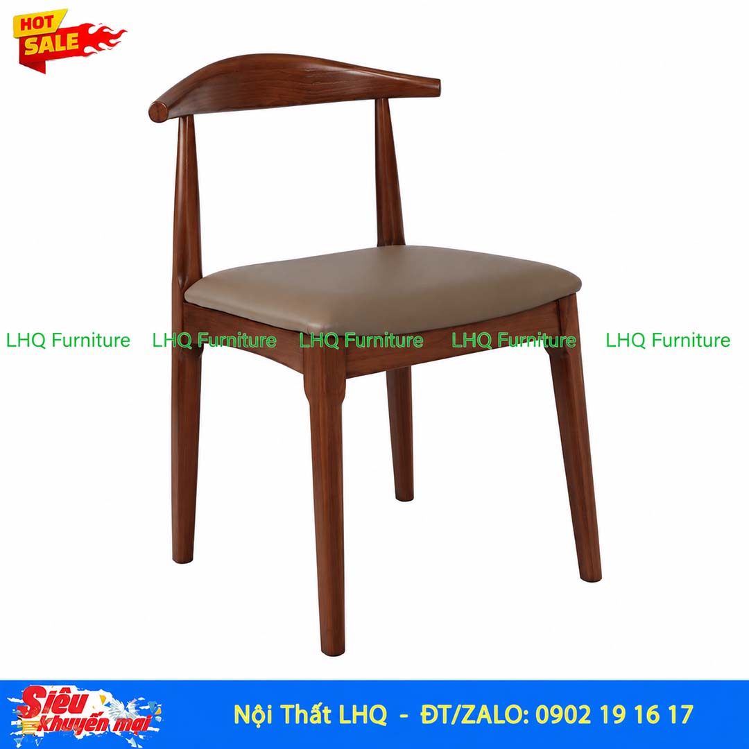 Ghế Cafe – Ghế Ăn Elbow Gỗ Cao Su Thiết Kế Vai Bò Hiện Đại
