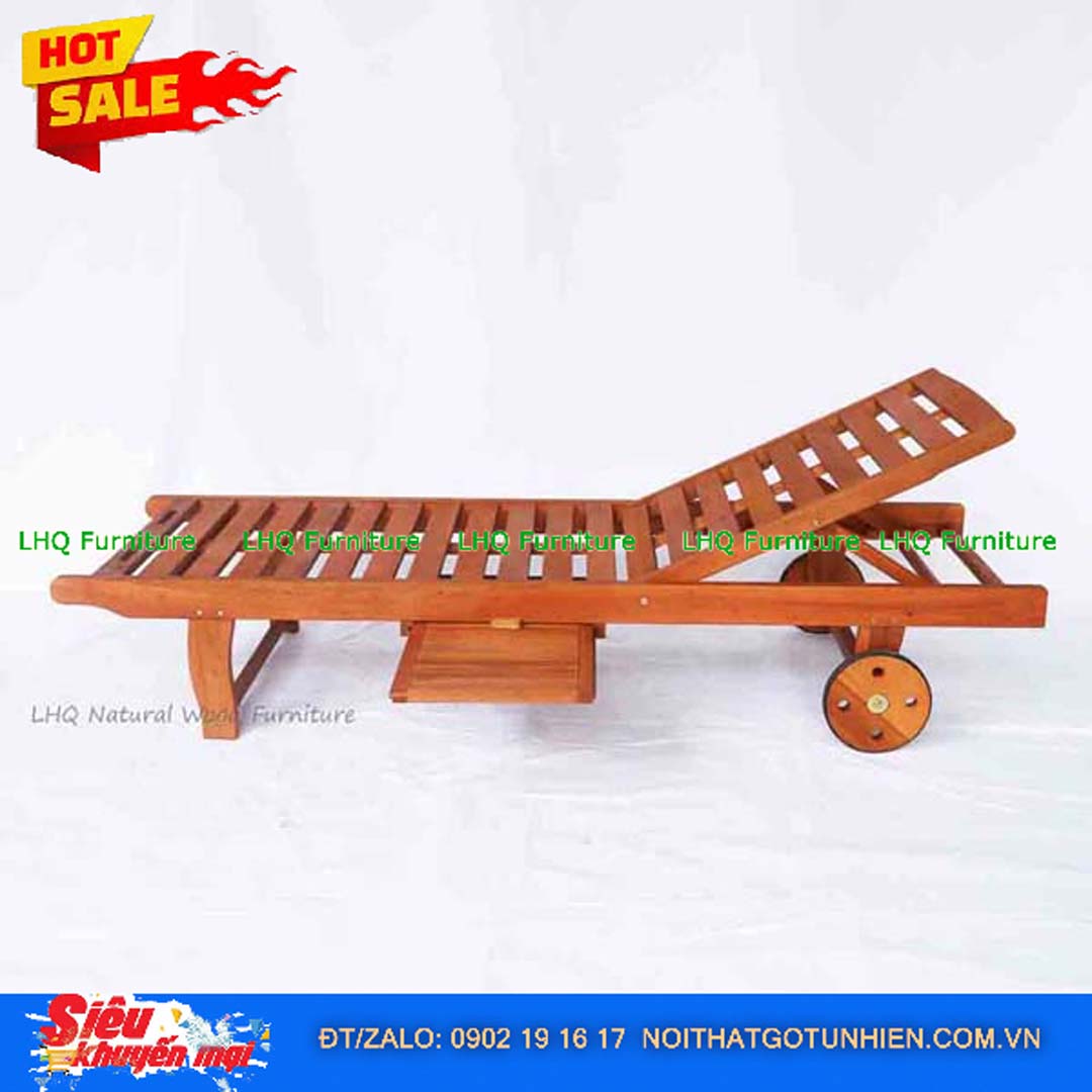 Giường Tắm Nắng Gỗ Bạch Đàn Ngoài Trời | Nội Thất LHQ