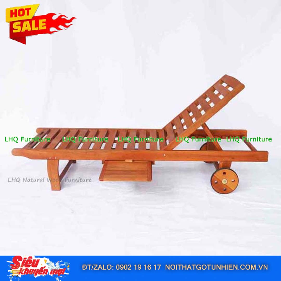 Giường Tắm Nắng Gỗ Bạch Đàn Ngoài Trời | Nội Thất LHQ