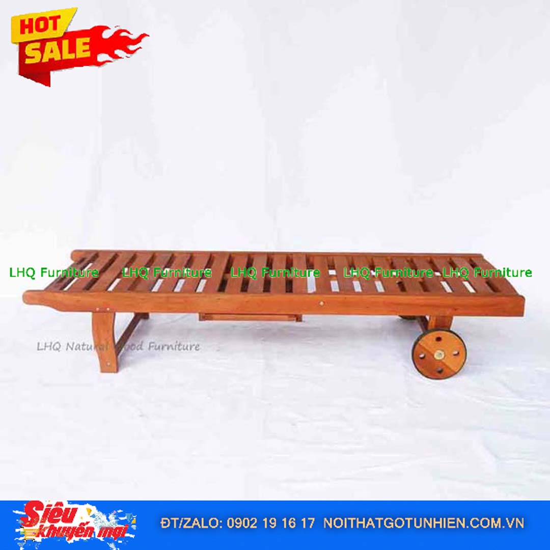 Giường Tắm Nắng Gỗ Bạch Đàn Ngoài Trời | Nội Thất LHQ