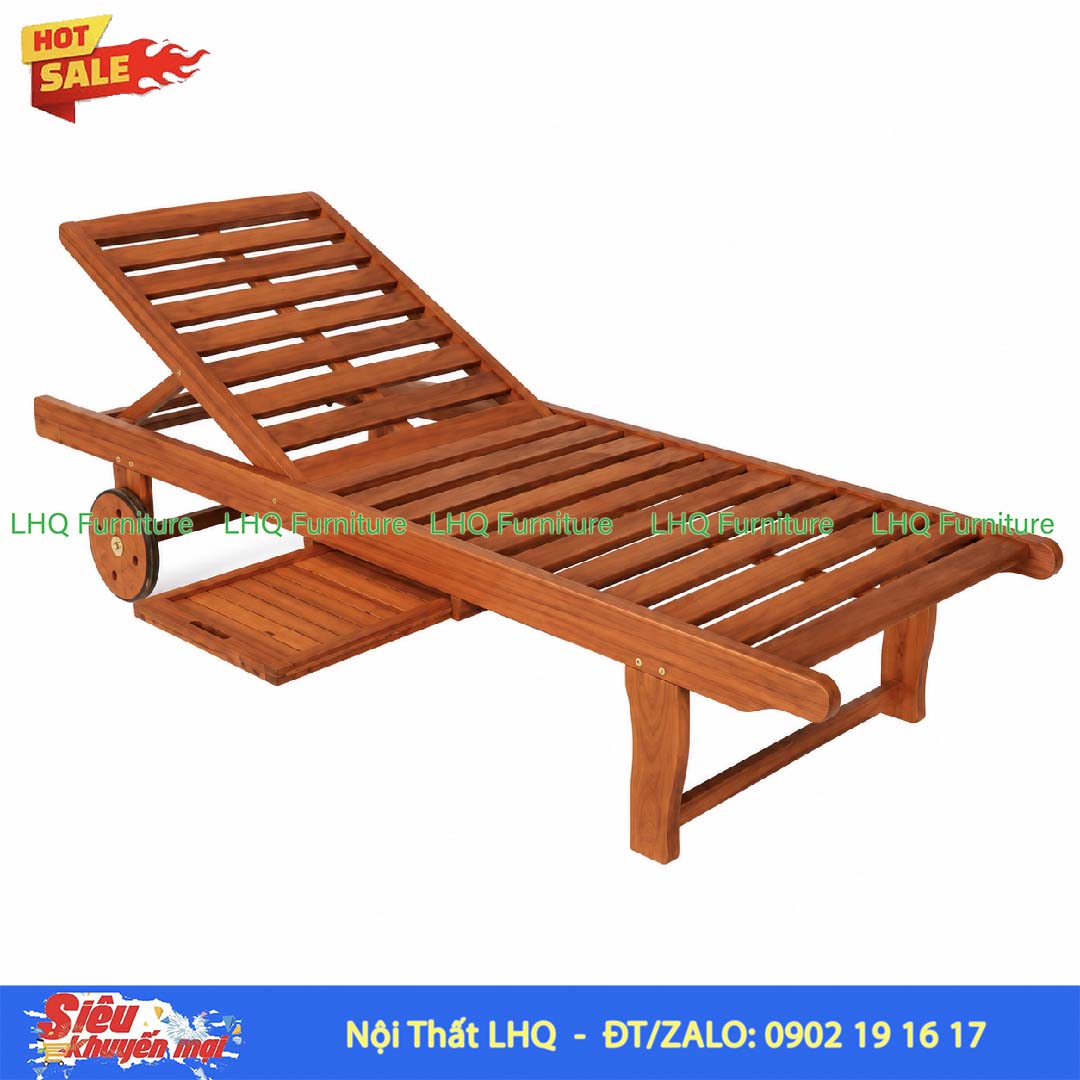 Giường Tắm Nắng Gỗ Bạch Đàn Ngoài Trời | Nội Thất LHQ