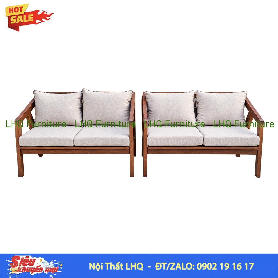 Ghế Sofa Nakata Đôi Gỗ Cao Su Tự Nhiên – LHQ Furniture