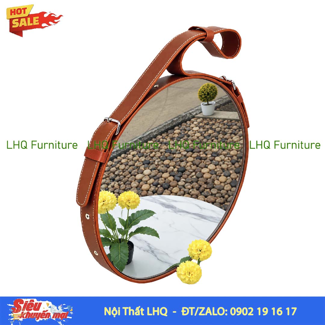 Gương Treo Dây Da Không Đèn D40 cm, Đẹp giá rẻ