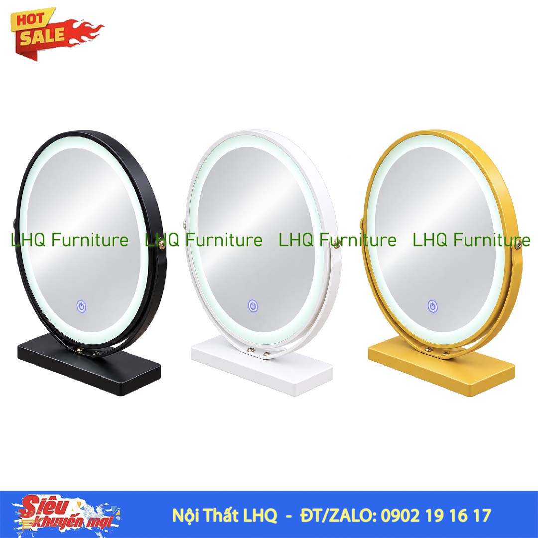 Gương Xoay Để Bàn Đèn Cảm Ứng, Decor đẹp