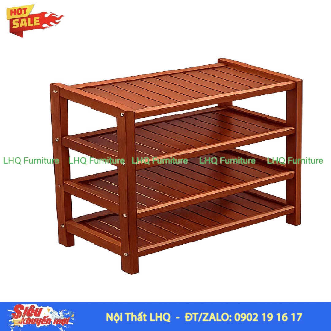 Kệ Để Giày Dép Gỗ 4 Tầng Rộng 80cm | Nội Thất LHQ