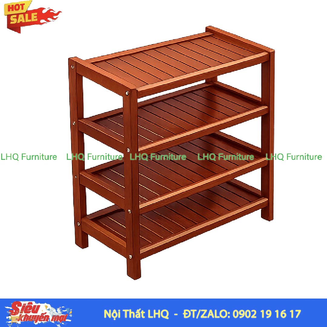 Kệ Để Giày Dép Gỗ 4 Tầng Rộng 62cm | Nội Thất LHQ