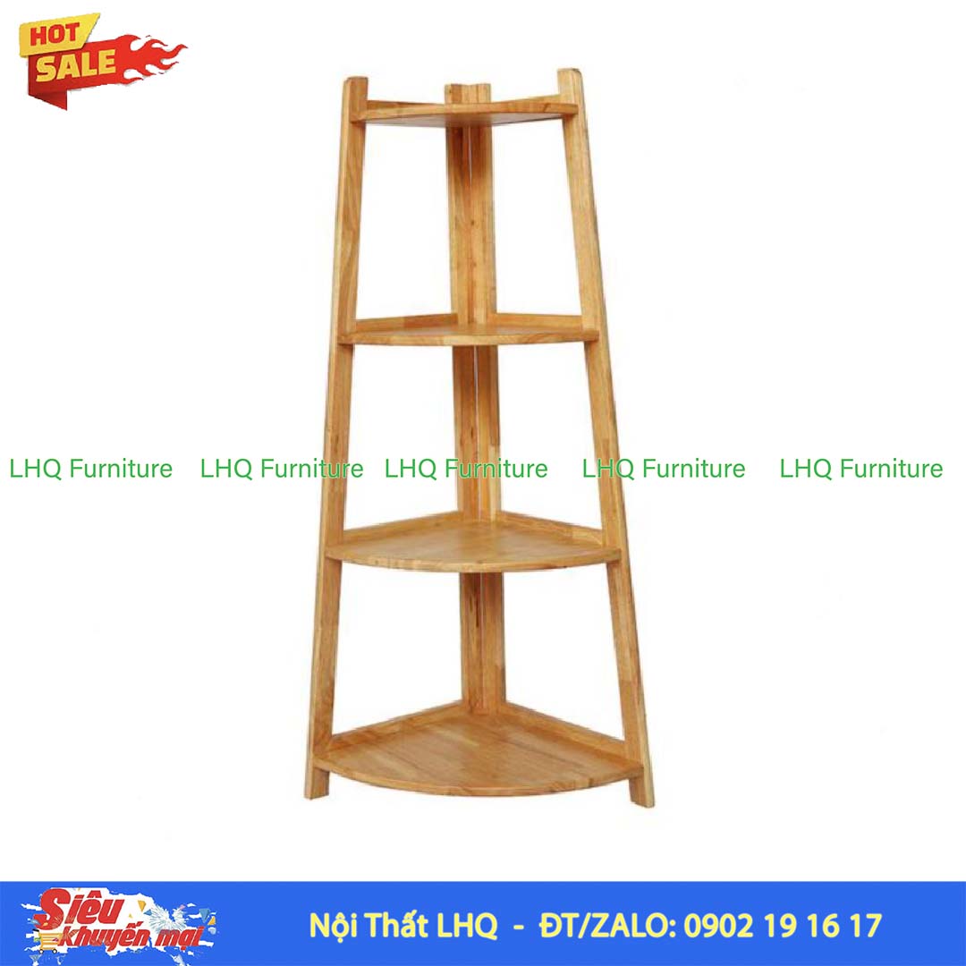 Kệ Góc Chữ A 4 Tầng Gỗ Cao Su Tự Nhiên | Nội Thất LHQ