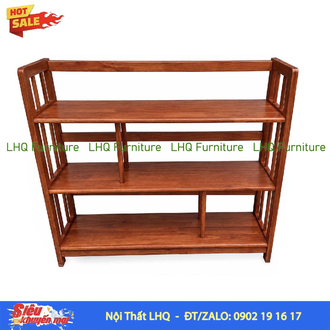 Kệ Sách Gỗ 3 Tầng Rộng 1m2 – Kệ Gỗ Cao Su Tự Nhiên Cao Cấp, Không Gian Lưu Trữ Rộng Rãi