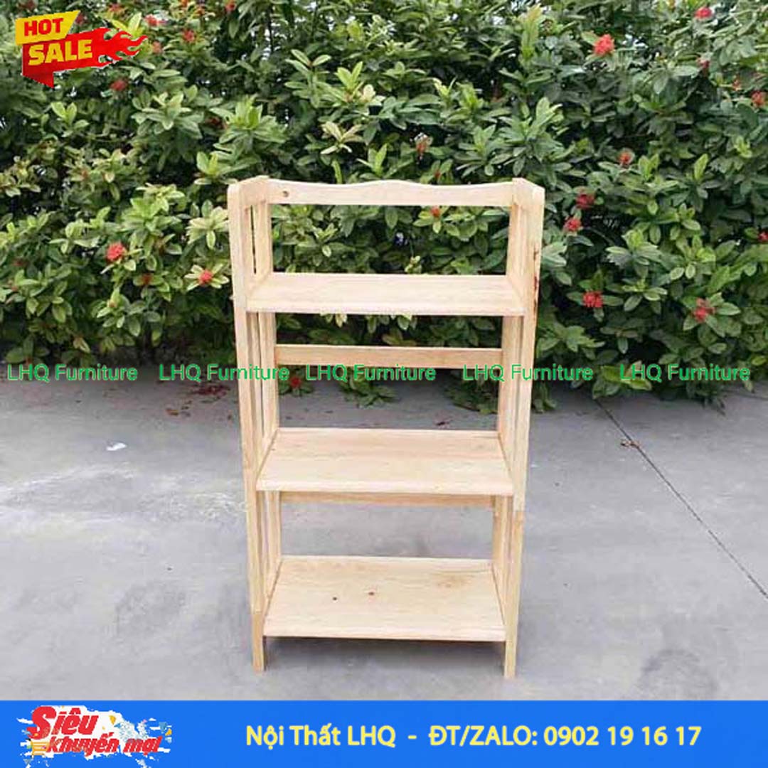 Kệ Sách Gỗ 3 Tầng Rộng 50cm – Gỗ Cao Su Tự Nhiên Bền Đẹp, Chắc Chắn