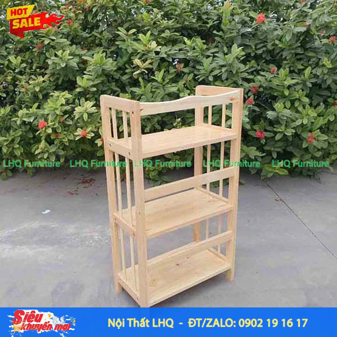 Kệ Sách Gỗ 3 Tầng Rộng 50cm – Gỗ Cao Su Tự Nhiên Bền Đẹp, Chắc Chắn