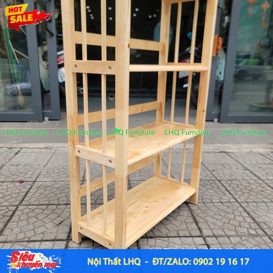 Kệ Sách Gỗ 5 Tầng Rộng 50cm – Gỗ Cao Su Tự Nhiên Chắc Chắn, Thiết Kế Hiện Đại
