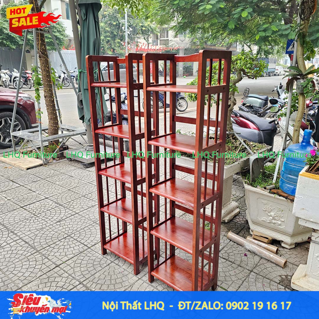 Kệ Sách Gỗ 5 Tầng Rộng 50cm – Gỗ Cao Su Tự Nhiên Chắc Chắn, Thiết Kế Hiện Đại