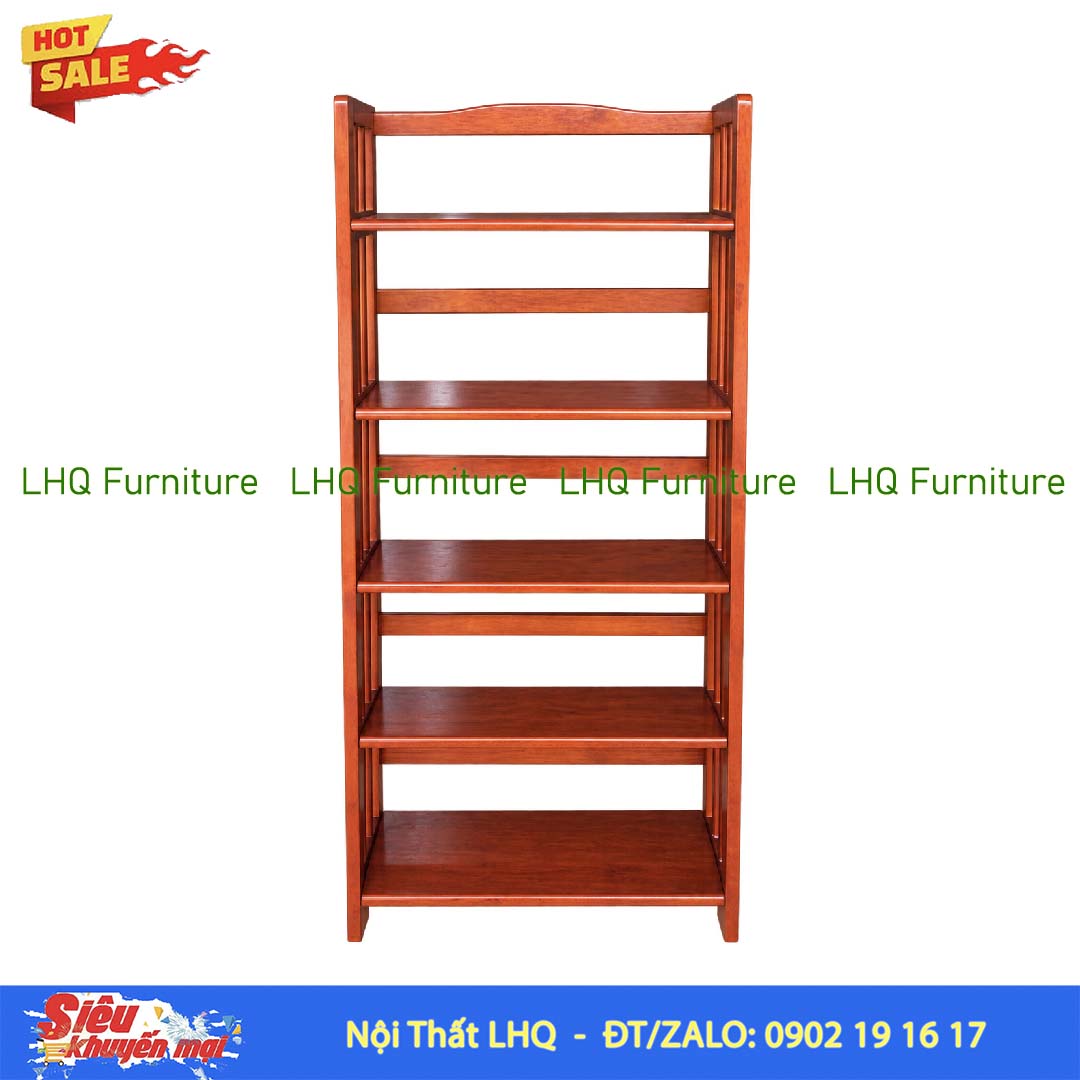 Kệ Sách Gỗ 5 Tầng Rộng 65cm – Gỗ Cao Su Tự Nhiên Bền Đẹp, Thiết Kế Hiện Đại