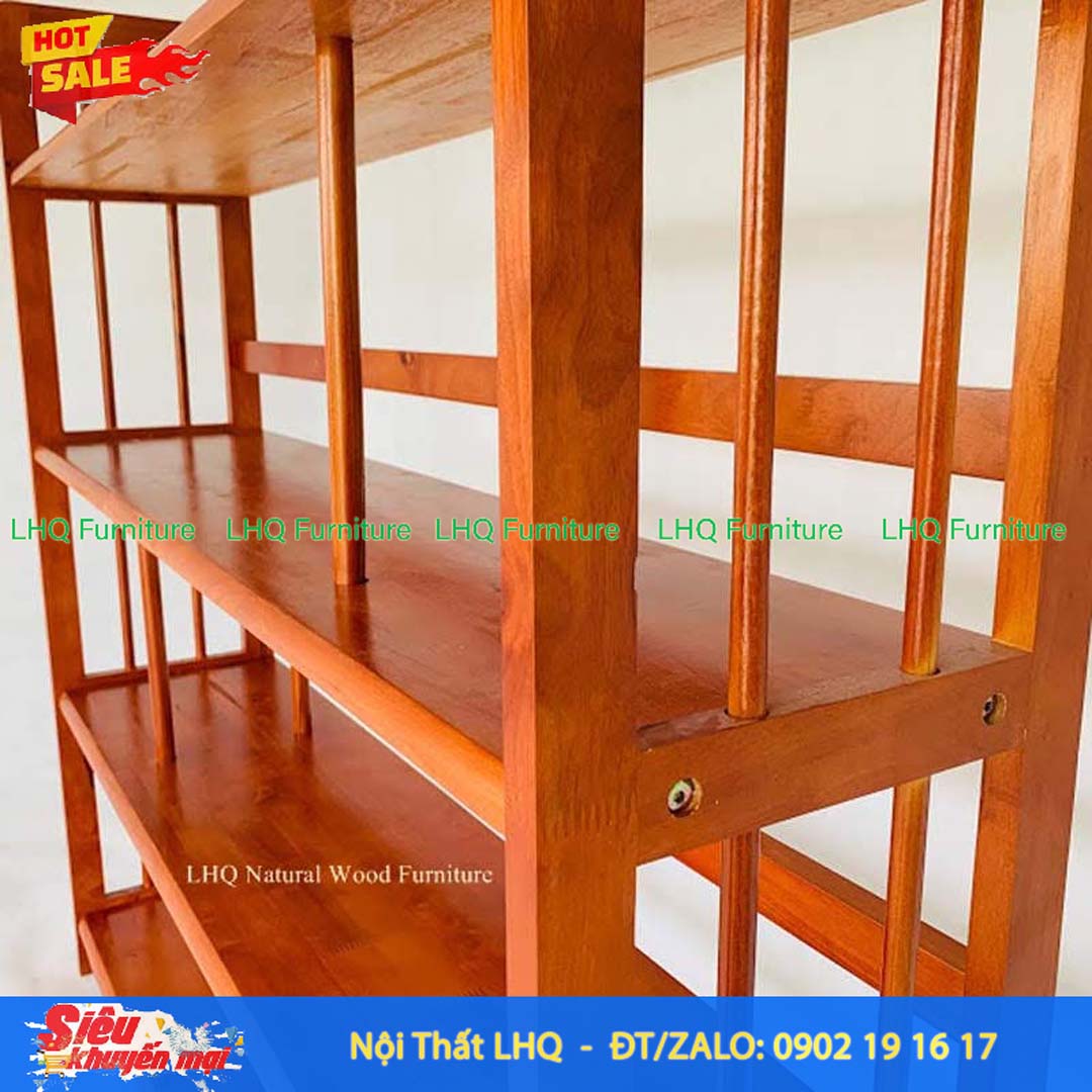 Kệ Sách Gỗ 4 Tầng Rộng 1M – Gỗ Cao Su Tự Nhiên Chắc Chắn, Bền Đẹp