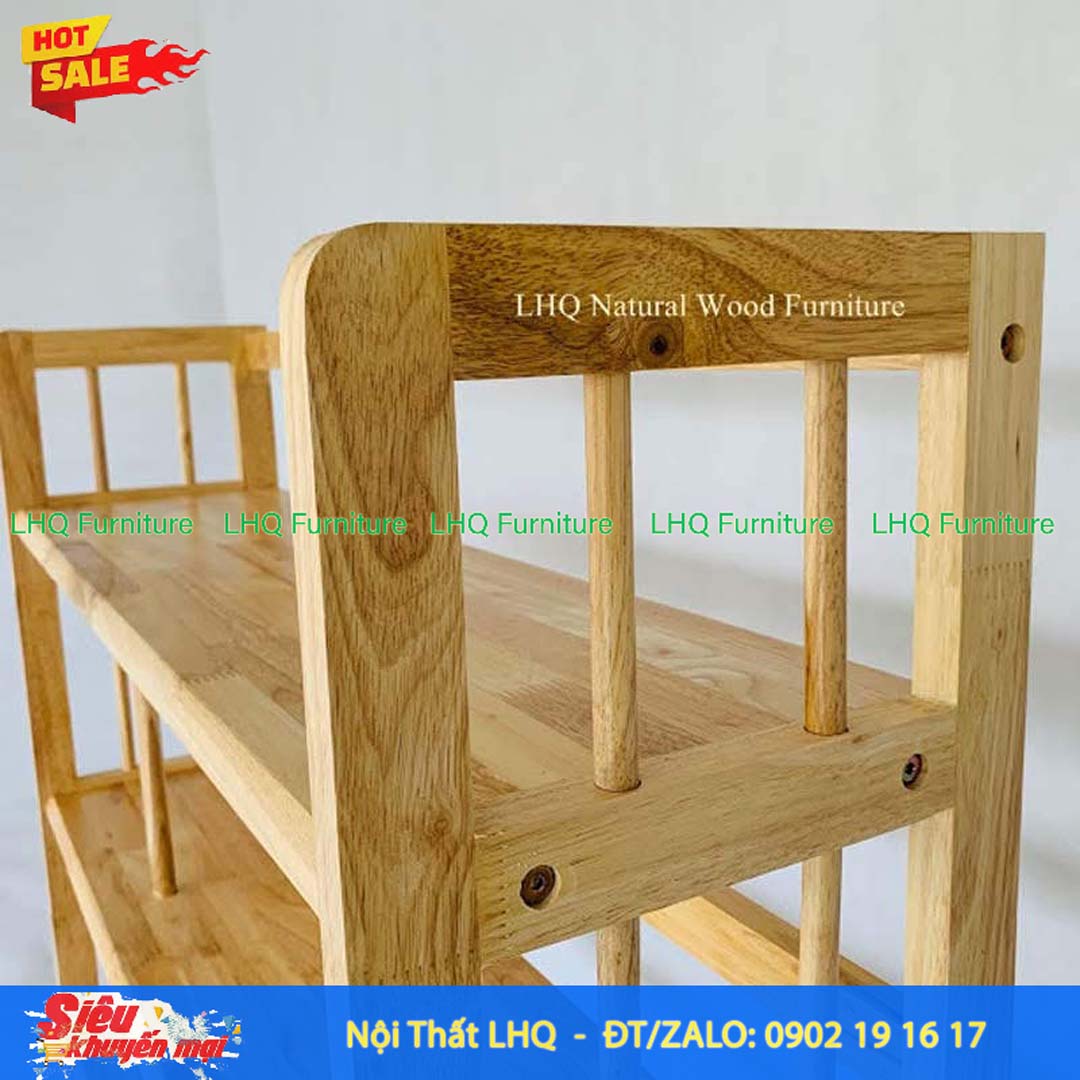 Kệ Sách Gỗ 4 Tầng Rộng 1M – Gỗ Cao Su Tự Nhiên Chắc Chắn, Bền Đẹp