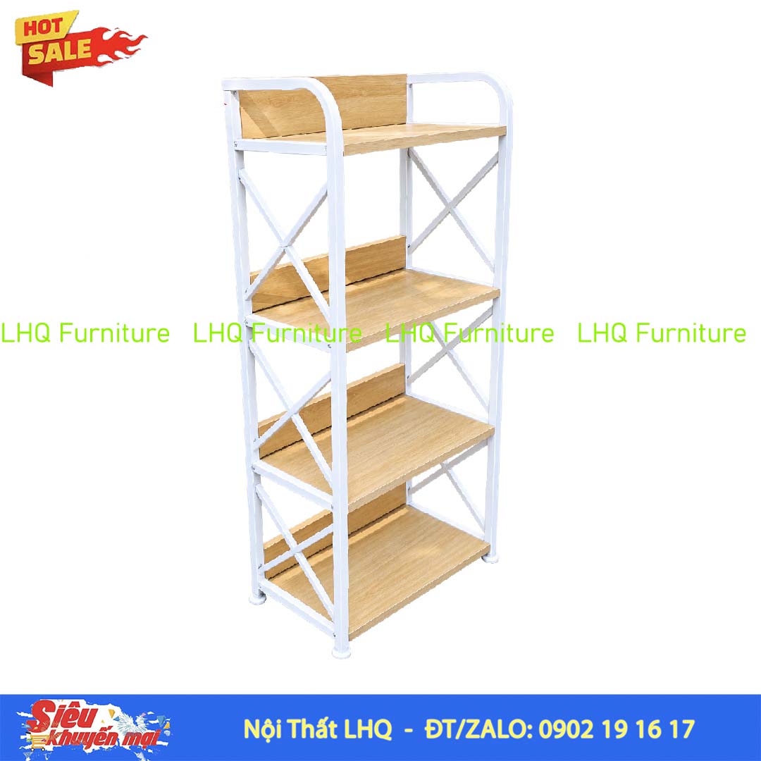Kệ Sách Khung Sắt Gỗ Melamin 4T50 Rộng 50cm