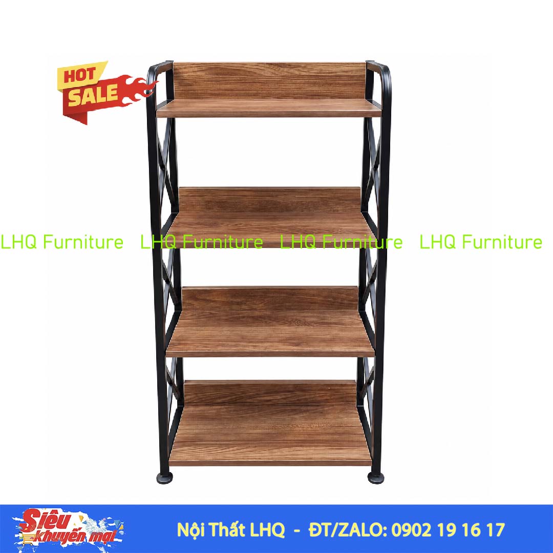 Kệ Sách Khung Sắt Gỗ Melamin 4T70 | Nội Thất LHQ