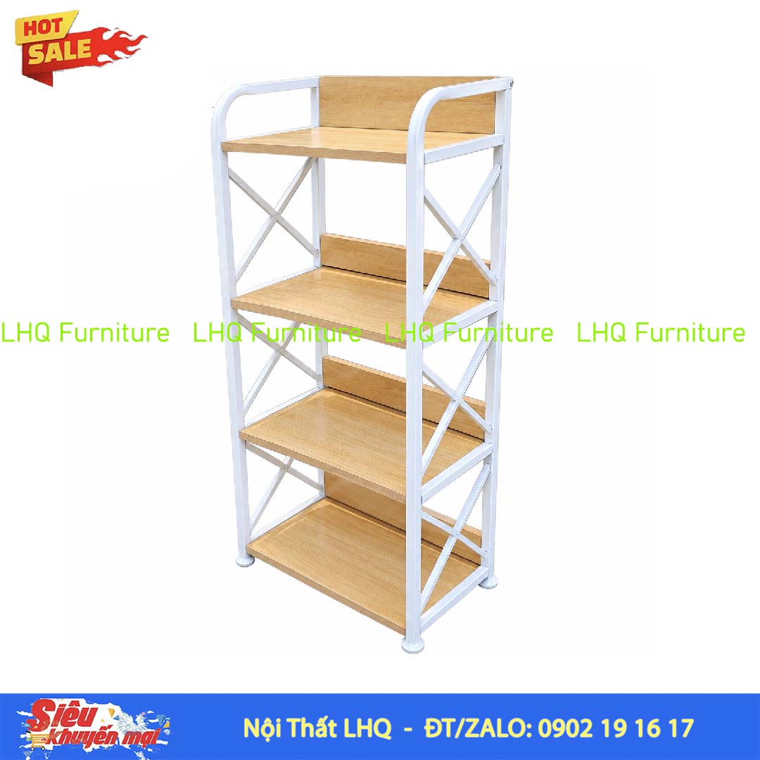 Kệ Sách Khung Sắt Gỗ Melamin 4T70 | Nội Thất LHQ