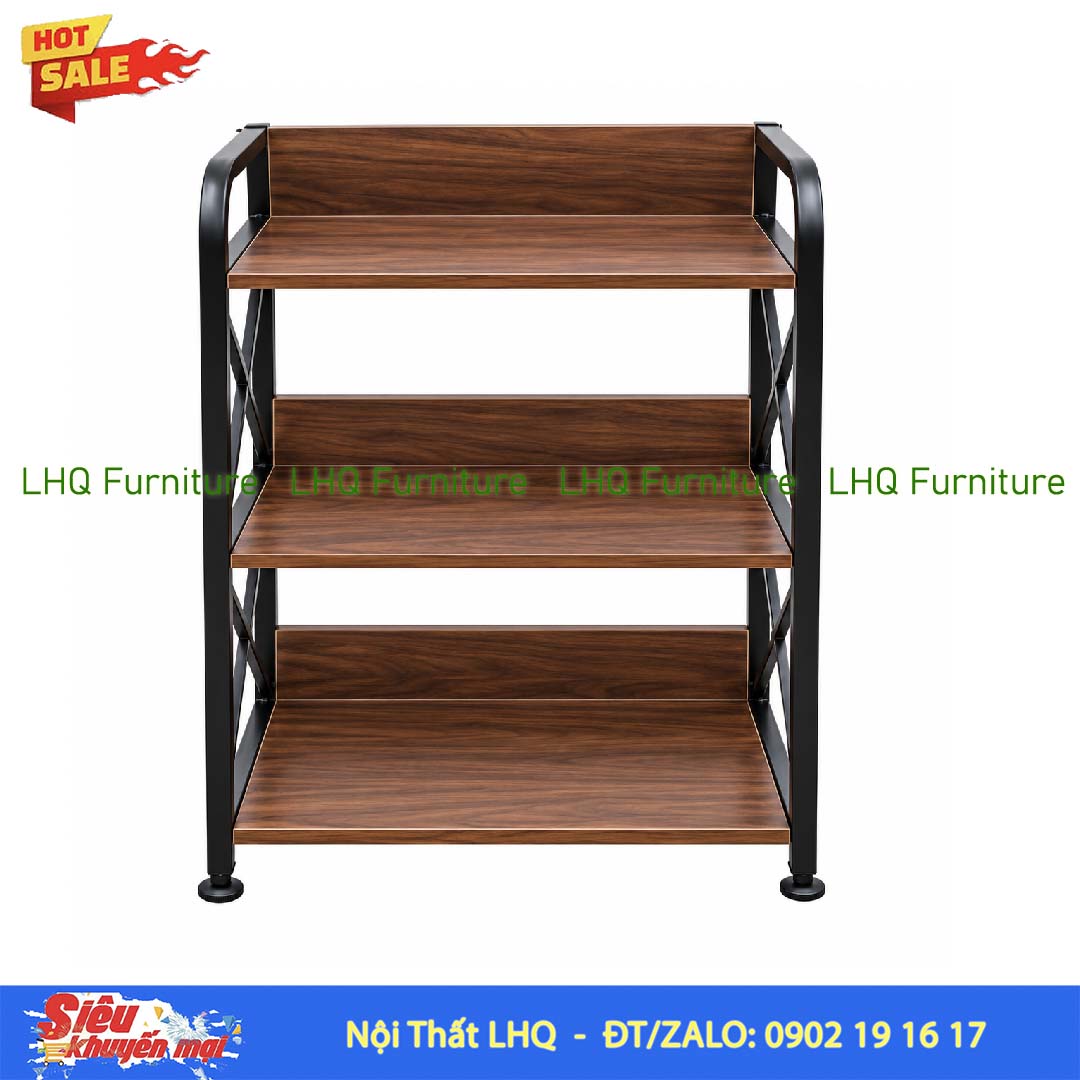 Kệ Sách Khung Sắt Gỗ Melamin 3T70 Rộng 70cm